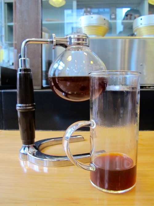 Beautifully prepared Siphon -brewed Ethiopia Suke Quto at Blue Bottle Mint Plaza