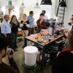 The group listening to Jonatan share his coffee knowledge
