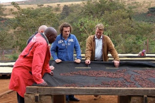 Lennart in Tanzania with the agronomist, roaster and owner