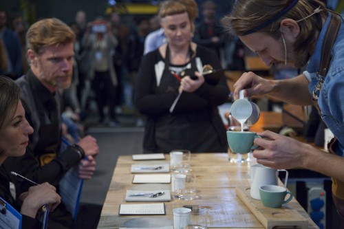 Koen performing in the Dutch Barista Championships