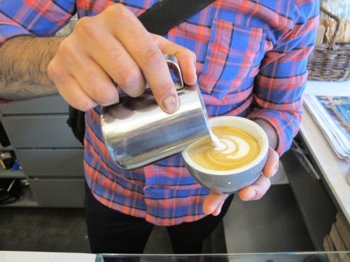 Latte art in the making