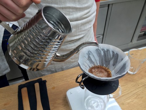 Matej making coffee
