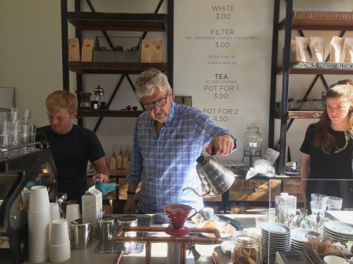 Patrick Abbott making a pour over
