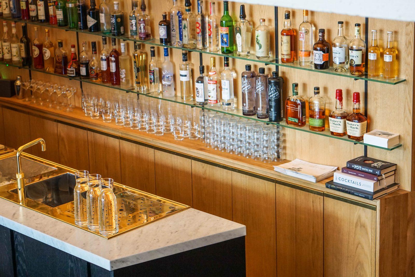Well stocked cocktail bar