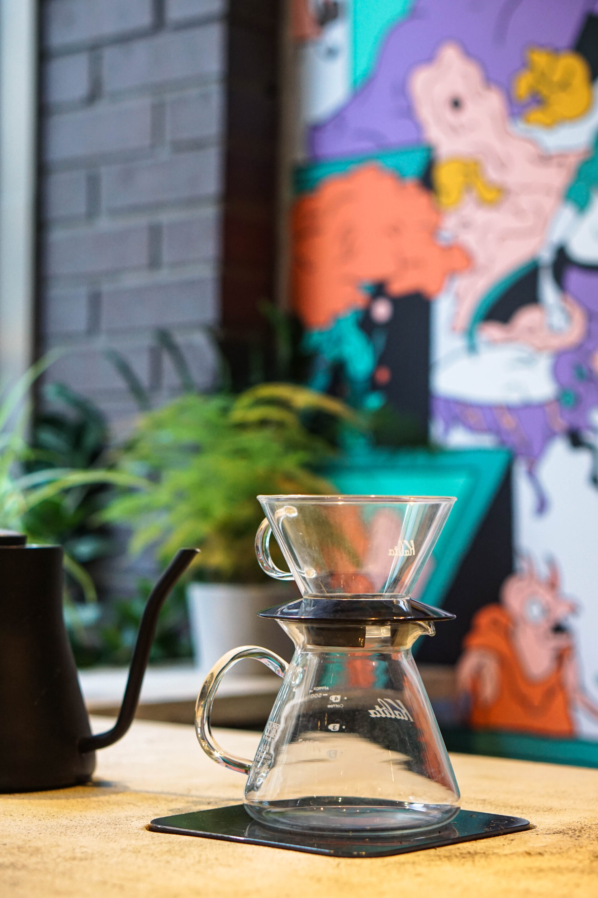 Brew bar with mural