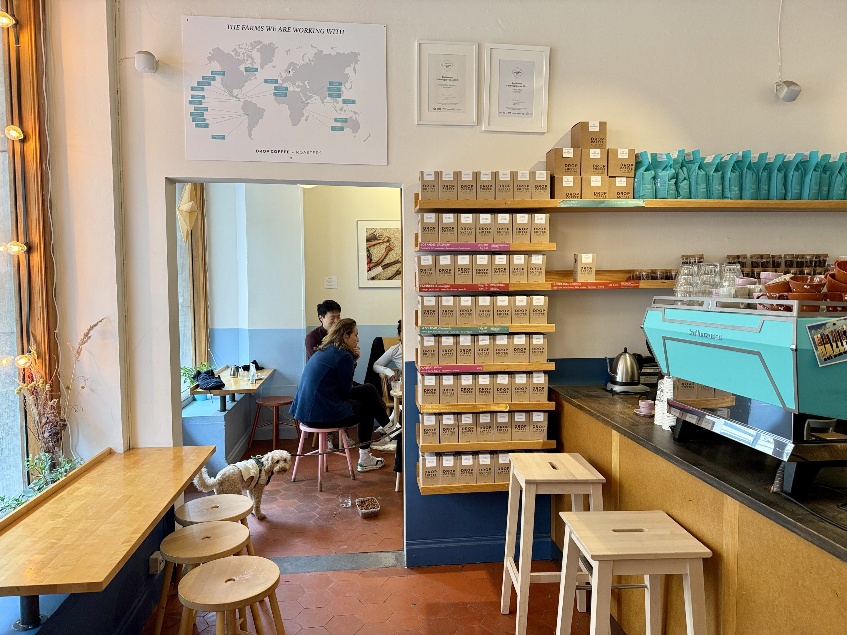 Interior of a modern Swedish specialty coffee shop