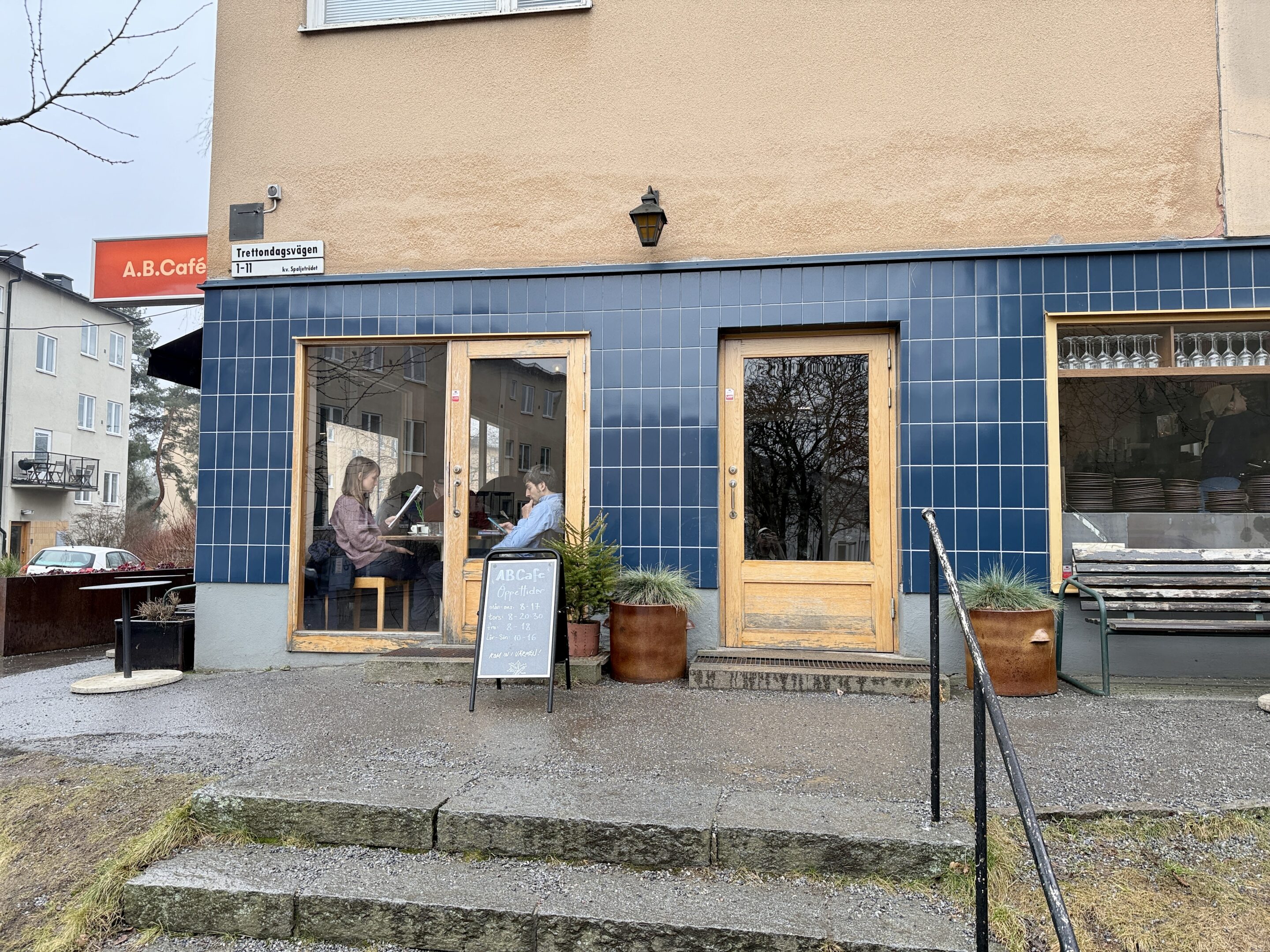 Outside view of a coffee shop in a working class neighbourhood