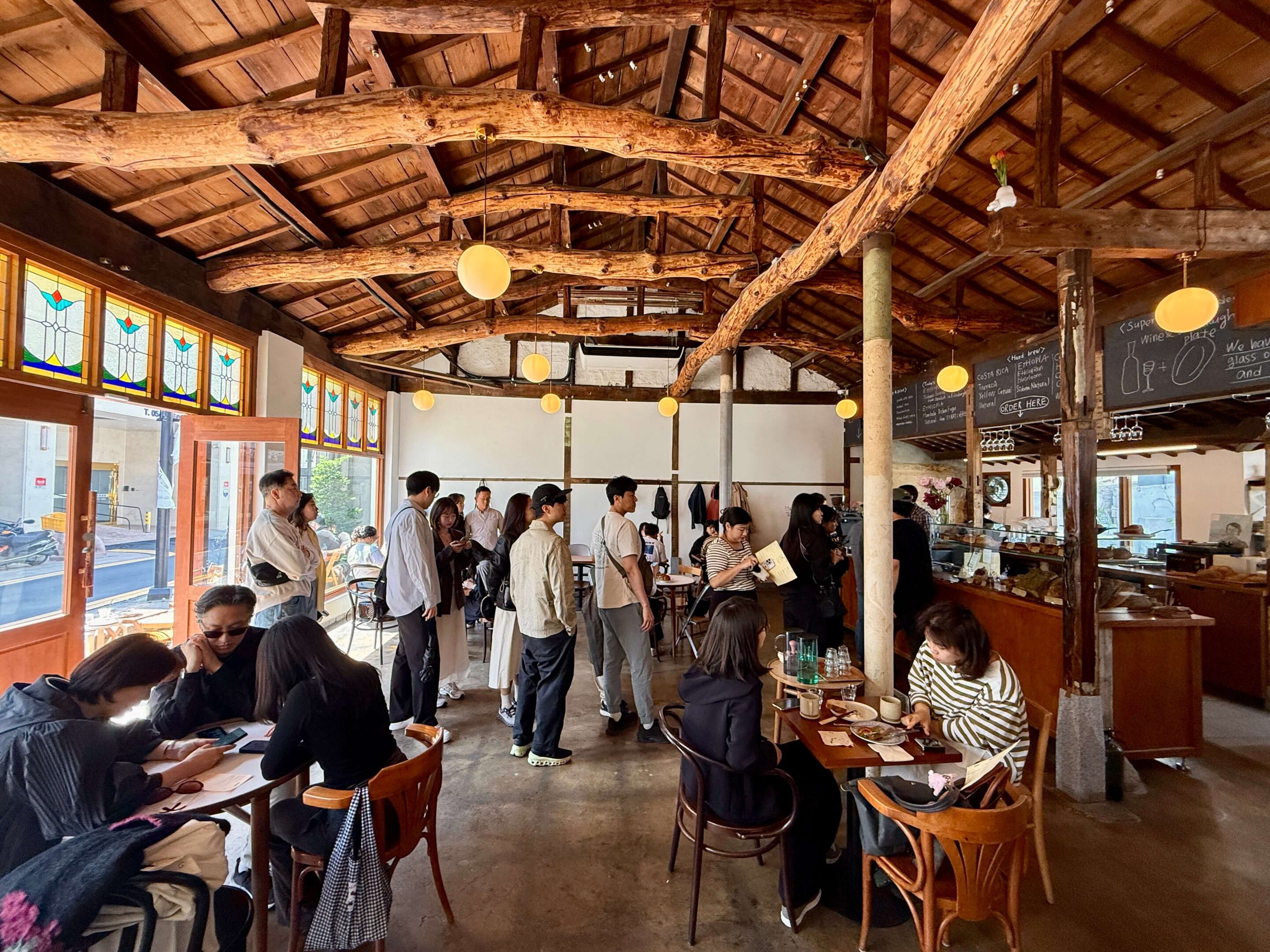 Interior of a big coffee shop and bakery