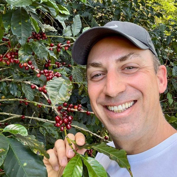 Inspecting different cultivars at Finca El Salvador