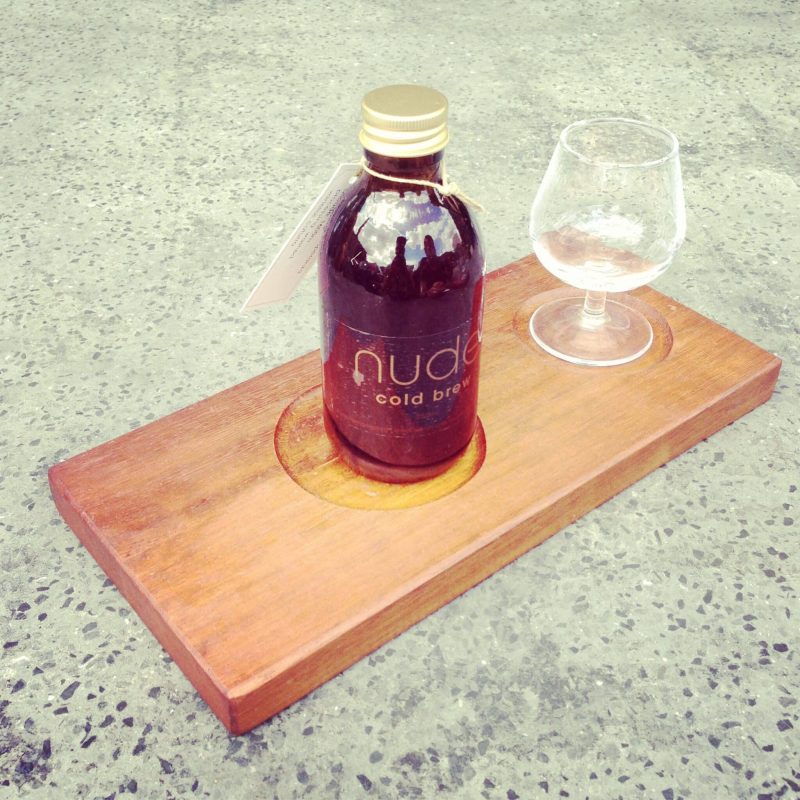 The cold brew, presented like a Whiskey